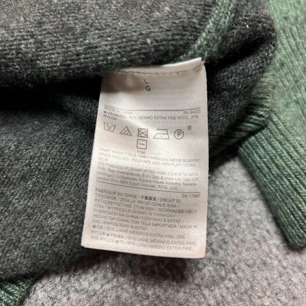Banana Republic Filpucci Wool Sweater Mens Large Green Crewneck Pullover Knit